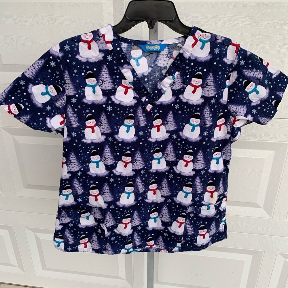 Snowmen  Christmas nurse scrubs top